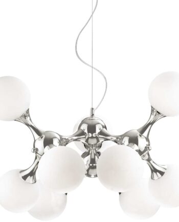 Pendellampe Ideal Lux Nodi ø800 Mm  H530-2620 Mm Hvid Krom Loftslampe