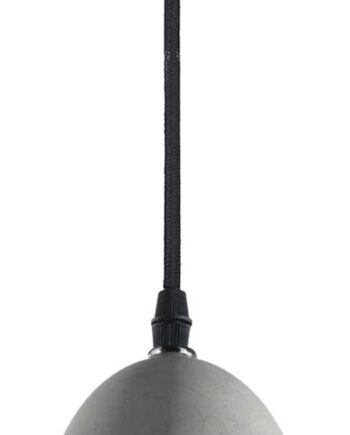 Pendellampe Ideal Lux Oil   Beton Og Mat Sort ø120 Med 12m Stofkabel Gu10
