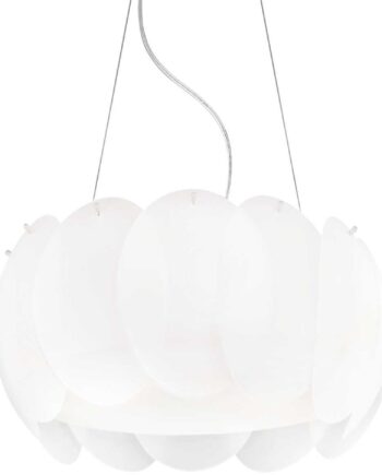 Pendellampe Ideal Lux Ovalino ø44 Cm Glas Hvid Justerbar Højde 28 120 Cm