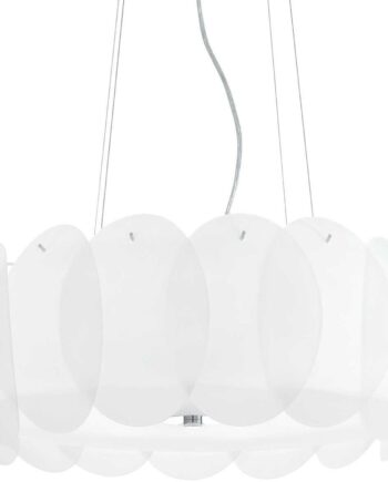 Pendellampe Ideal Lux Ovalino ø55 Cm H28-120 Cm Glas Hvid Justerbar Højde E27 Ip20