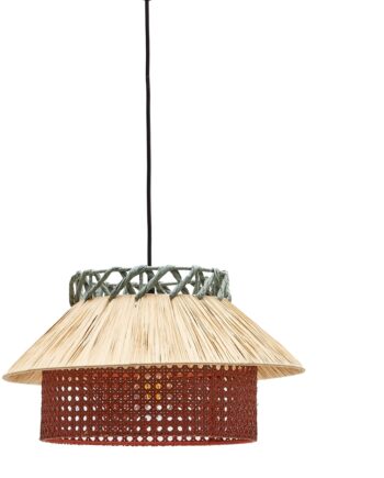 Pendellampe Kave Home Pulmi ø40   H25 Cm Flerfarvet Raffia Og Jern Loftlampe
