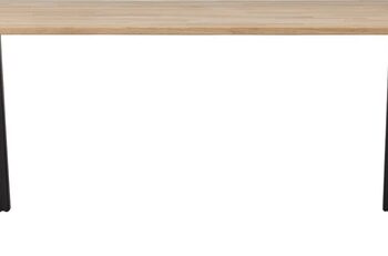 Plankebord Woood Tablo Oval 220x90 Cm Egetræsbord Med Mat Sort Metalben