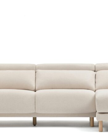 Polstret Chaiselong Sofa Kave Home Singa Højrevendt Råhvid Ecru 296x180x98 Cm
