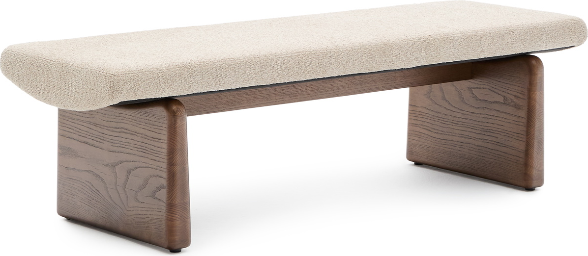 Polstret Entrébænk Kave Home Topaz 150 Cm Beige Chenille Fsc-asketræ Nordisk Stil