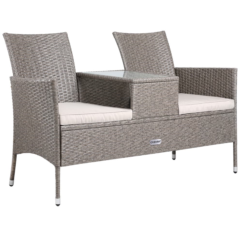 Polyrattan Bænk Med Bord 132x51x88 Cm  Creme