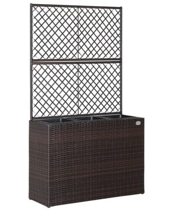Polyrattan Blomsterkasse Med Espalier  83   30     60 Cm  Brun