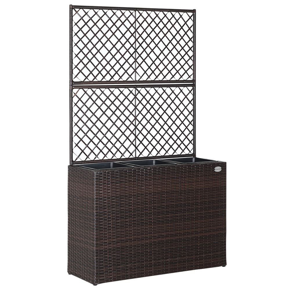 Polyrattan Blomsterkasse Med Espalier  83   30     60 Cm  Brun