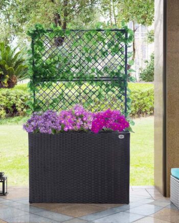 Polyrattan Blomsterkasse Med Sort Espalier  83   30     60 Cm