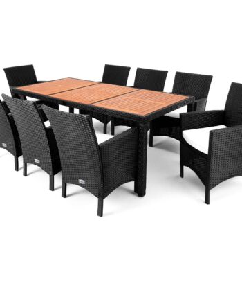 Polyrattan Havesiddegruppe Rom Dele Sort Akacietræ
