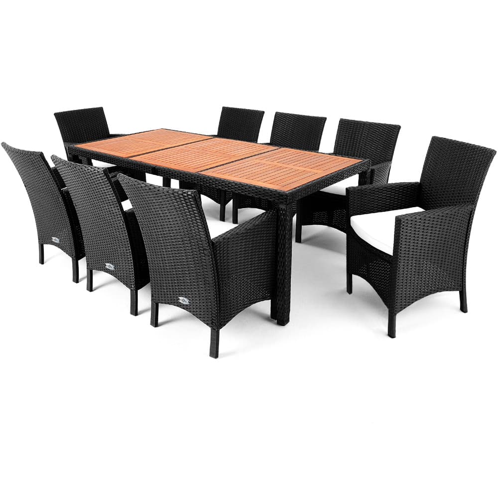 Polyrattan Havesiddegruppe Rom Dele Sort Akacietræ