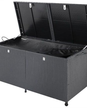 Polyrattan Opbevaringsboks På Hjul  150x77x73 Cm  Sort