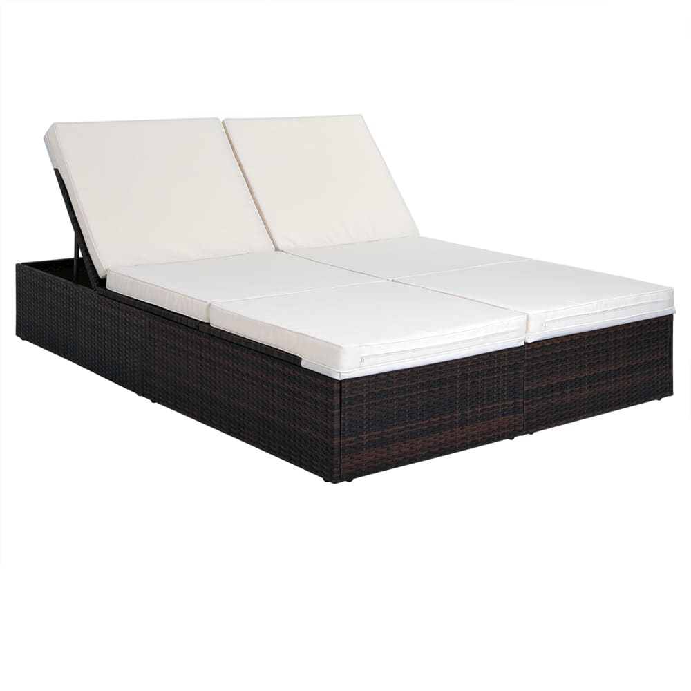 Polyrattan Solseng Brun Creme 196x116x38 Cm
