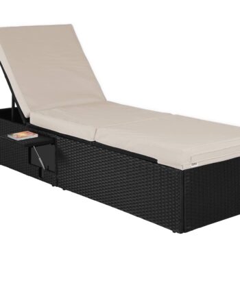 Polyrattan Solseng Sort Creme 195x60x33 Cm Justerbar