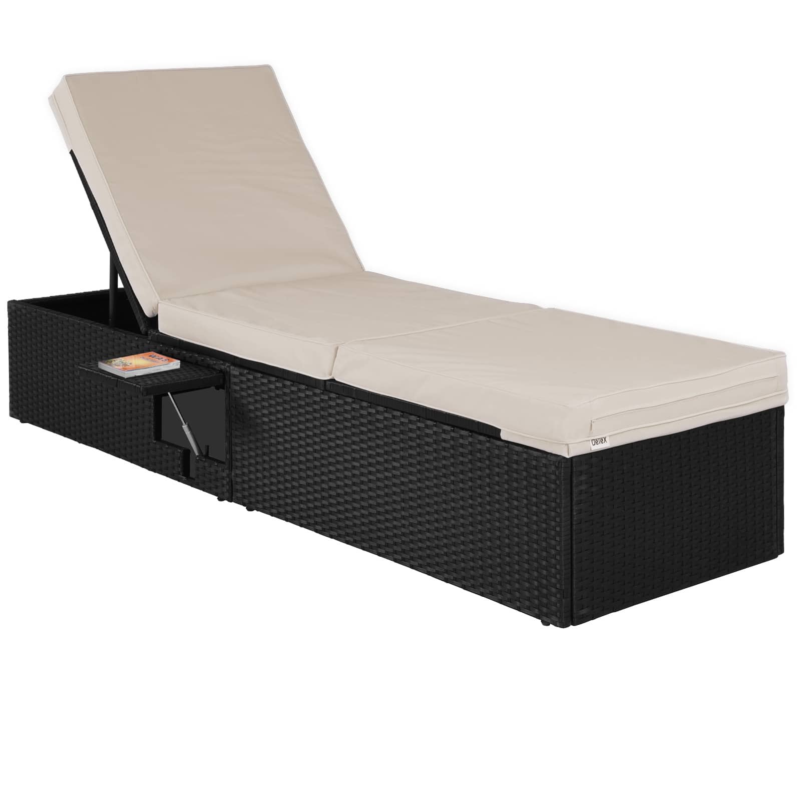 Polyrattan Solseng Sort Creme 195x60x33 Cm Justerbar