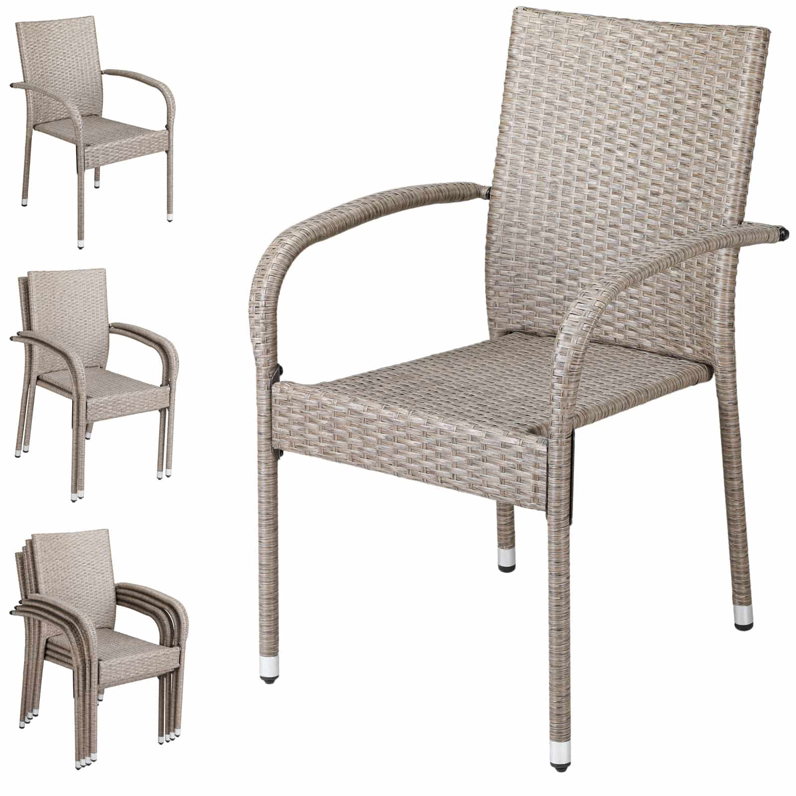 Polyrattan Stabelstol Komfort Sæt Med    Beige