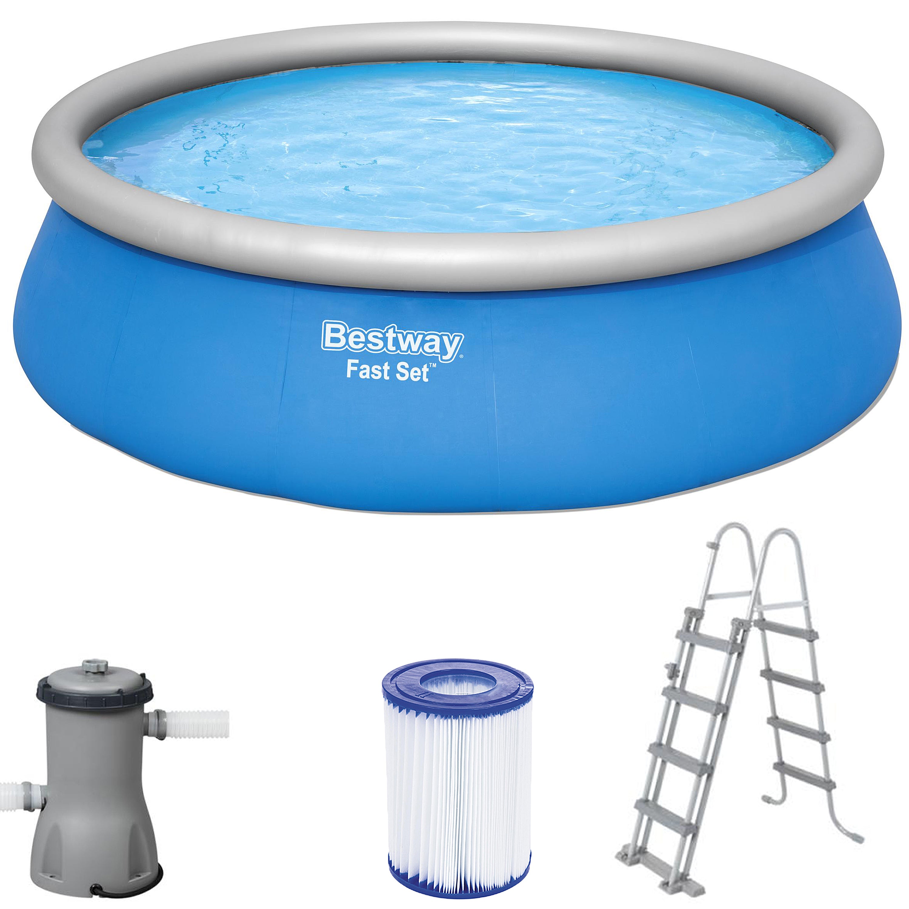 Poolsæt 457x122 Cm  Rund Og Selvsamlende Pool   Et Praktisk Komplet Sæt  Blå