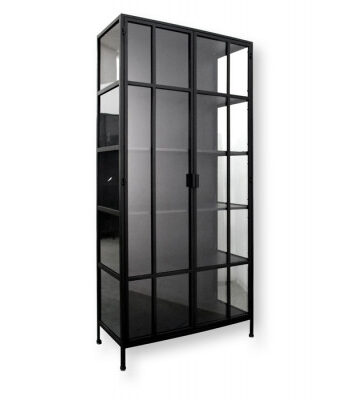 Præstø Vitrineskab   Metal 92x40x201   Cm Sort