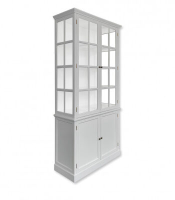 Romsø Vitrineskab 220x110x45 Cm Lysgrå Hvid