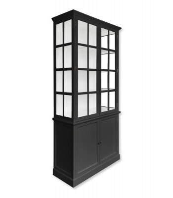 Romsø Vitrineskab 220x110x45 Cm Sort Hvid