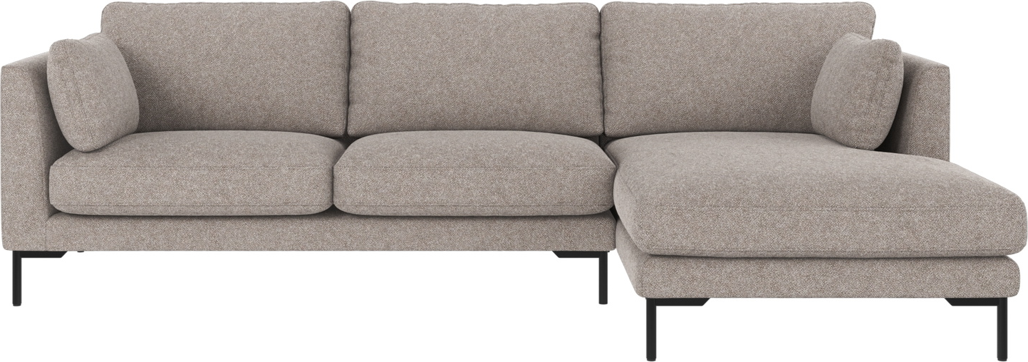 Rowico Corwin Chaiselongsofa Højrevendt Grå Polyesterstof Bobby   270x160 Cm