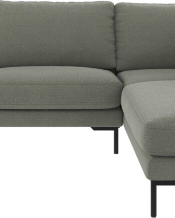Rowico Corwin Hjørnesofa Højrevendt Grøn Rita Stof Med Sorte Metalben H83ã B266ã D226 Cm