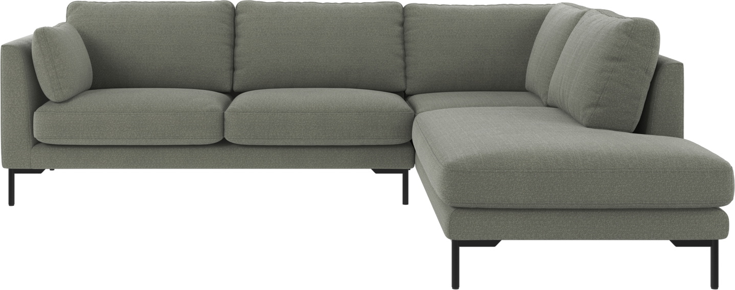 Rowico Corwin Hjørnesofa Højrevendt Grøn Rita Stof Med Sorte Metalben H83ã B266ã D226 Cm