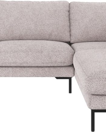 Rowico Corwin Hjørnesofa Højrevendt Lysegrå Anna Polyesterstof 266x226 Cm Sorte Metalben
