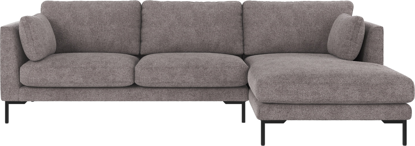 Rowico Corwin Højrevendt Chaiselongsofa   Greg 18 Polyester Grå Sort H83ã B270ã D160 Cm Metalben