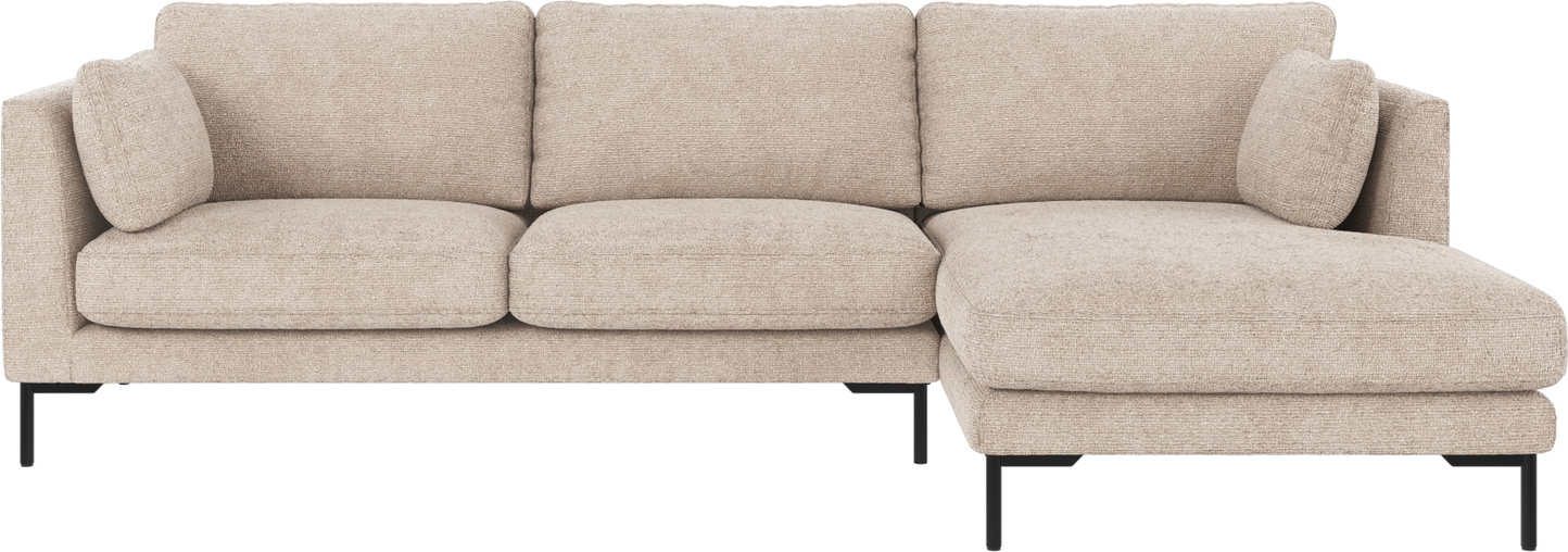 Rowico Corwin Højrevendt Chaiselongsofa 270x160 Cm   Lysegrå Robin   Polyester Med Sort Metalben