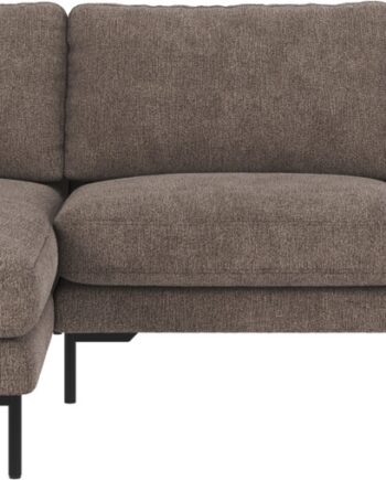 Rowico Corwin Venstrevendt Chaiselongsofa   Greg   Stof Mørk Beige Med Sorte Metalben