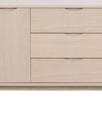 Rowico Filippa Skænk H85ã B150ã D40 Cm Hvidkalket Egetræsfiner Skandinavisk Grebsfrit Design Med Push Open Og Soft Close