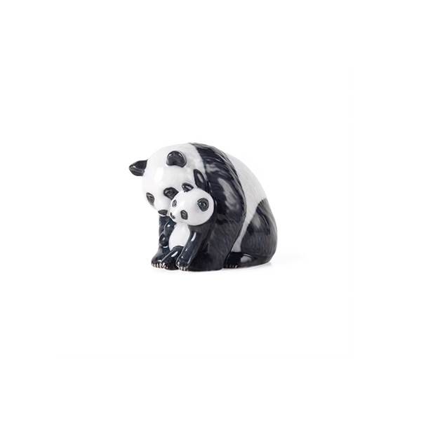 Royal Copenhagen Figurer Panda Med Unge Figur  13 Cm