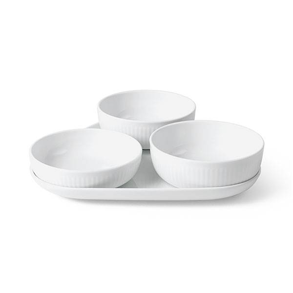 Royal Copenhagen Hvid Riflet Serveringssæt  24   Cm    Stk   : Erling Christensen Møbler