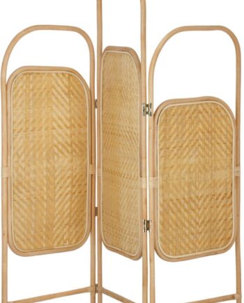 Rumdeler Kave Home Krysia Foldbar Rattan 180x180 Cm   Naturflettet Indendørs Skillevæg