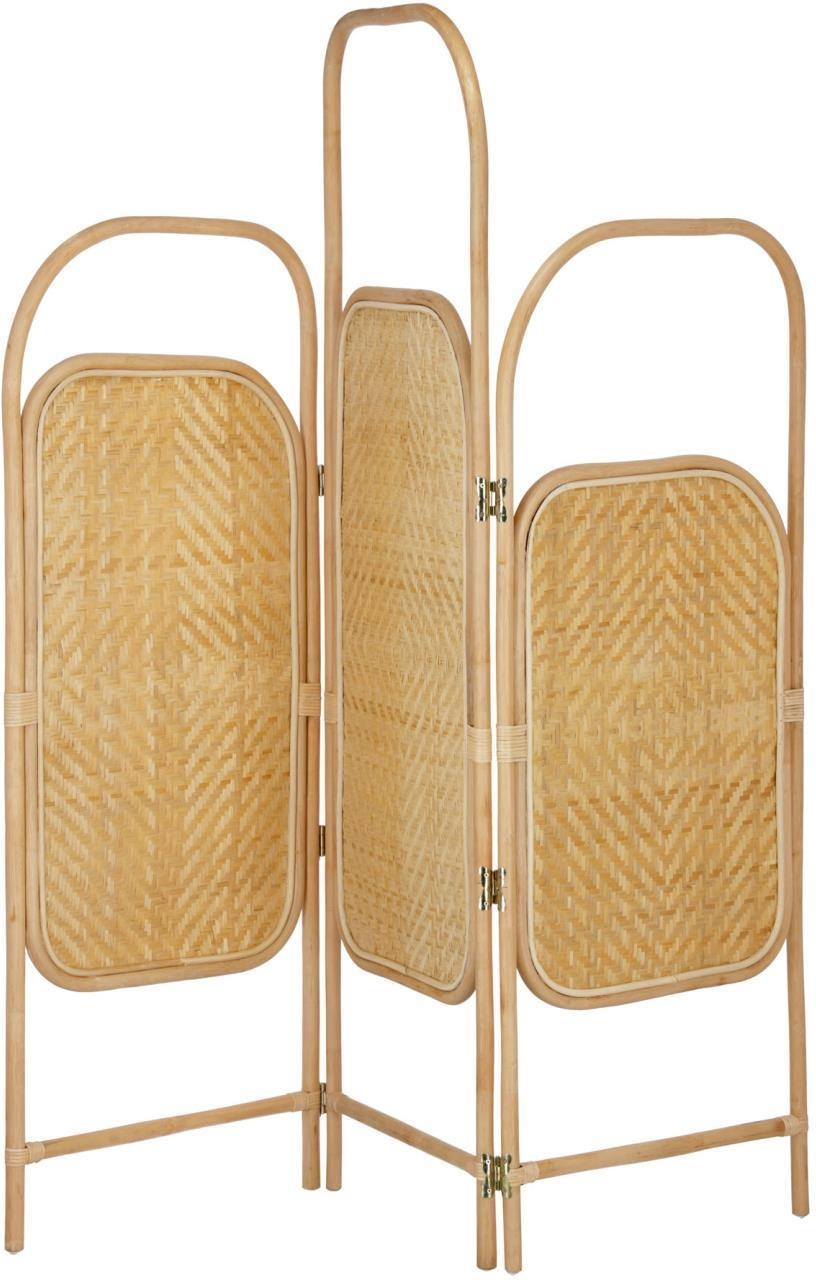 Rumdeler Kave Home Krysia Foldbar Rattan 180x180 Cm Naturflettet Indendørs Skillevæg