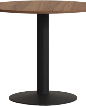 Rundt Barbord Højbord Kave Home Tiaret H74 Cm ø69   Cm Mørk Natur Sort Stål Spånplade