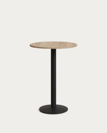 Rundt Barbord Kave Home Tiaret 98xø60 Cm Lys Natur Stål Træ Minimalistisk Design