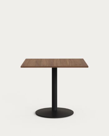 Rundt Barbord Kave Home Tiaret ø90 H74 Cm Mørk Natur Stål Spånplade
