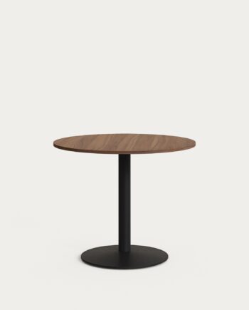 Rundt Barbord Kave Home Tiaret ø90   H74 Cm Mørk Natur Stål Spånplade Melamin