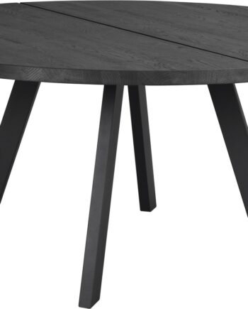 Rundt Spisebord Rowico Fred ø160 Cm Sort Lakeret Massiv Ask Fsc-certificeret Med Spinkle Metalben   Tidløs Nordisk Stil