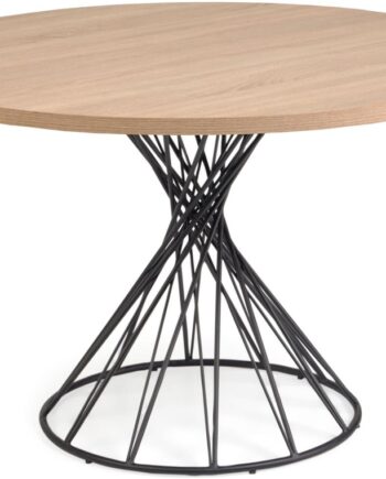 Rundt Spisebord Spisestuebord Kave Home Niut ø120 Cm Sort Natur Melamin Stål