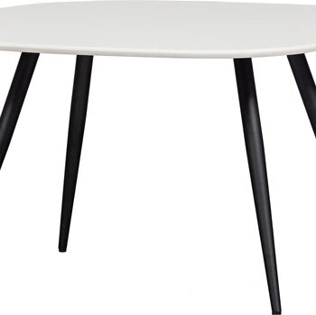 Rundt Spisebord Tablo Woood ø130 Fsc-eg Mat Hvid Bordplade  Mat Sort Metalben