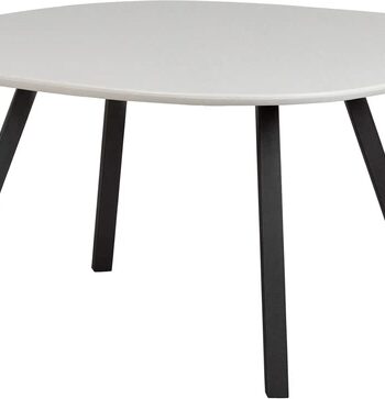 Rundt Spisebord Woood Tablo   ø130 Cm   Bleget Ask Med Mat Sorte Metalben