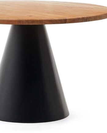 Rundt Spisestuebord Kave Home Wilshire   Akacietræ   Mat Sort Stål ø120 Cm