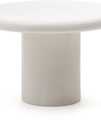 Rundt Udendørs Spisebord Kave Home Addaia   Hvid Fibercement ø120   H76 Cm