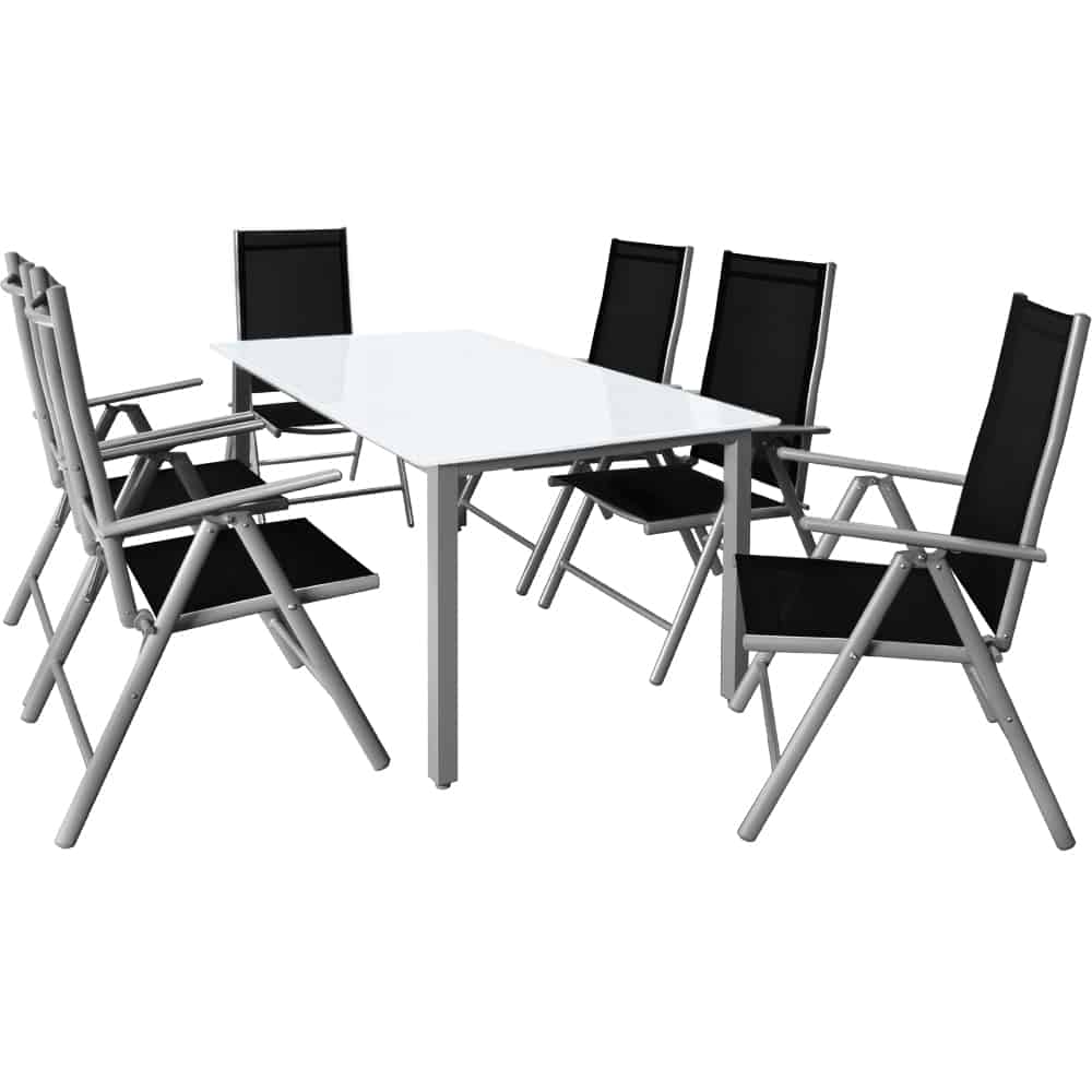 Sæt Alu Bern Foldestole Og Havebord 150x90cm  Farve: Sølv