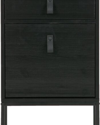 Senge- Natbord Woood Zola   Sort Metal   Fyrretræ    Skuffer  H74   B40   D35 Cm