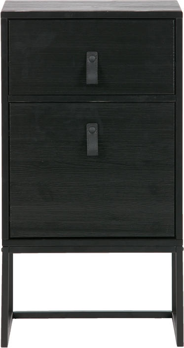 Senge- Natbord Woood Zola Sort Metal Fyrretræ Skuffer H74 B40 D35 Cm