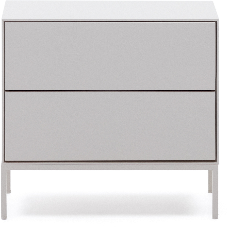 Sengebord Natbord Kave Home Vedrana Hvid Nordisk Design Med   Skuffer Og Justerbare Ben H55xb40xl60 Cm