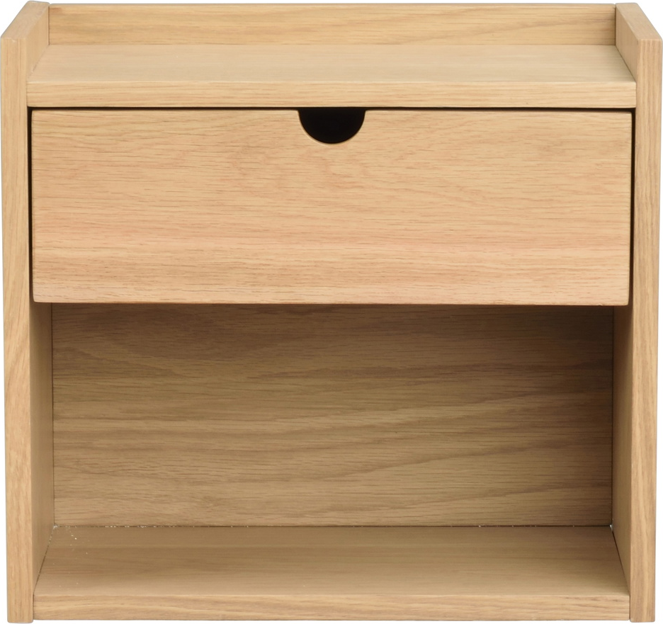 Sengebord Rowico Hillmond Væghængt Natbord   Lakeret Egfinér Eg Med Skuffe Og Hylder 36ã 40ã 27 Cm